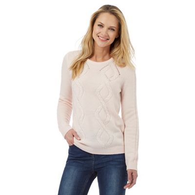 Maine New England Pale pink cable knit jumper